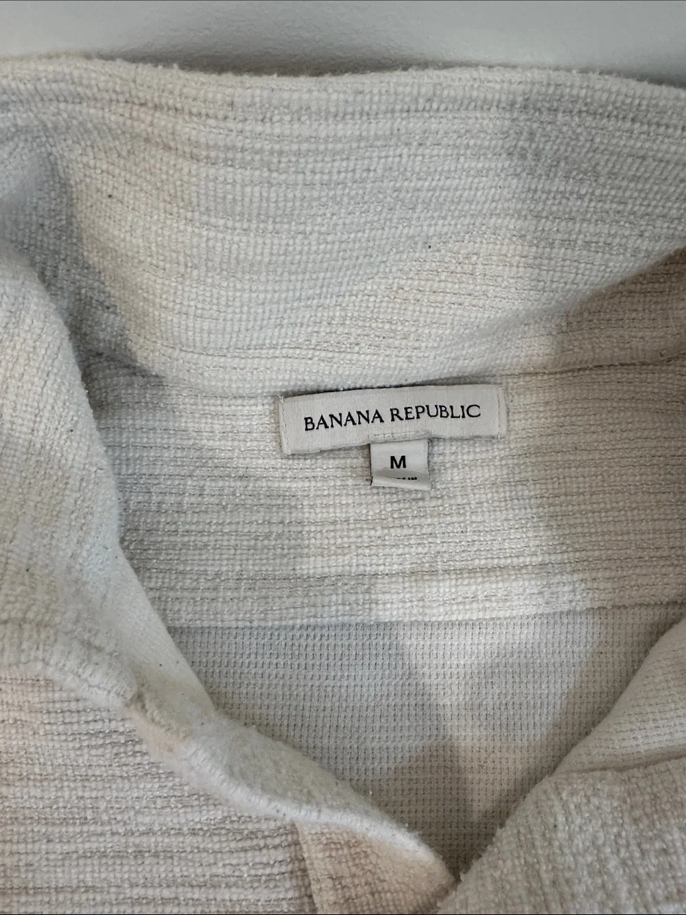 Banana Republic Light Cream Textured Short Sleeve Polo